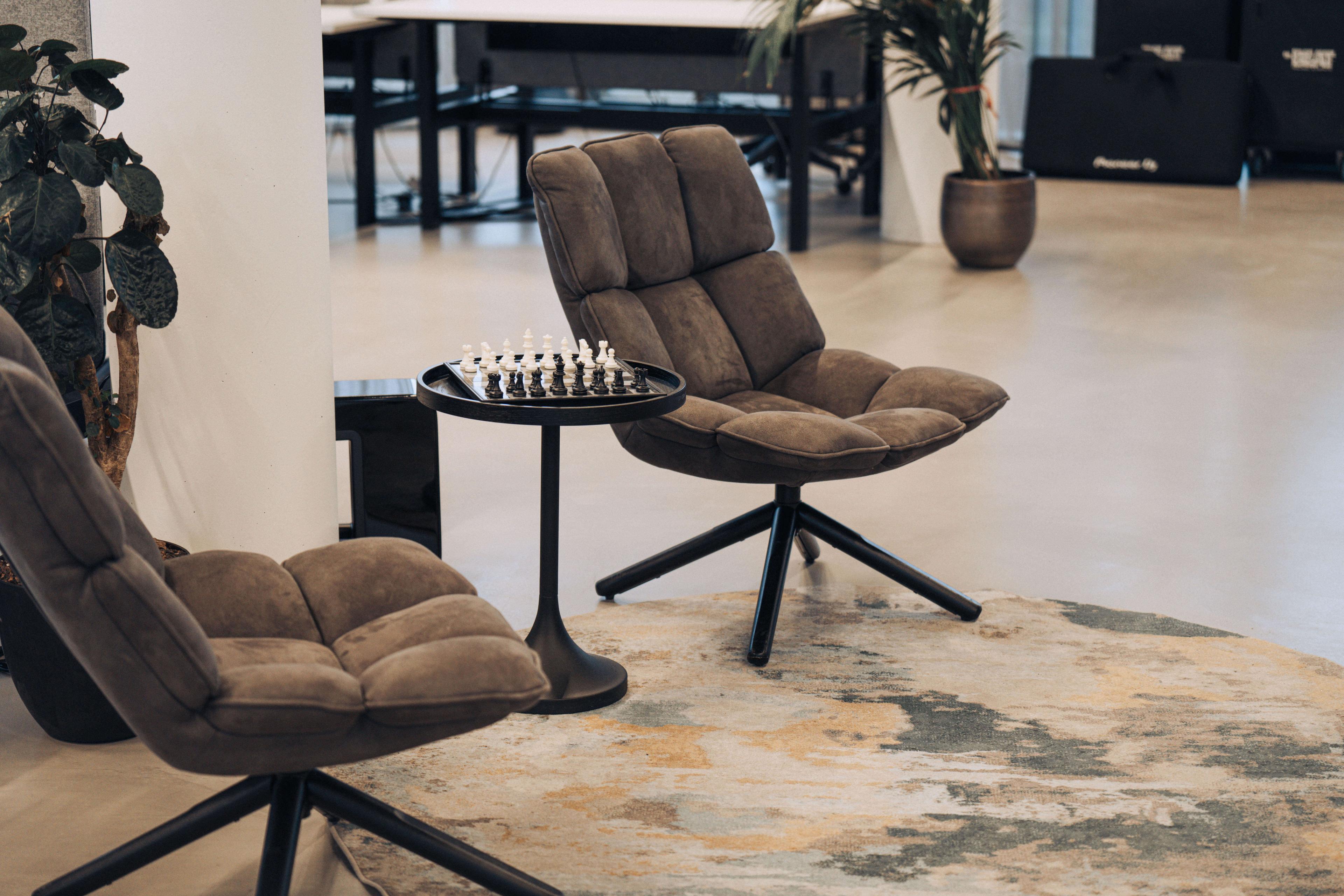 Chairs and a chess board